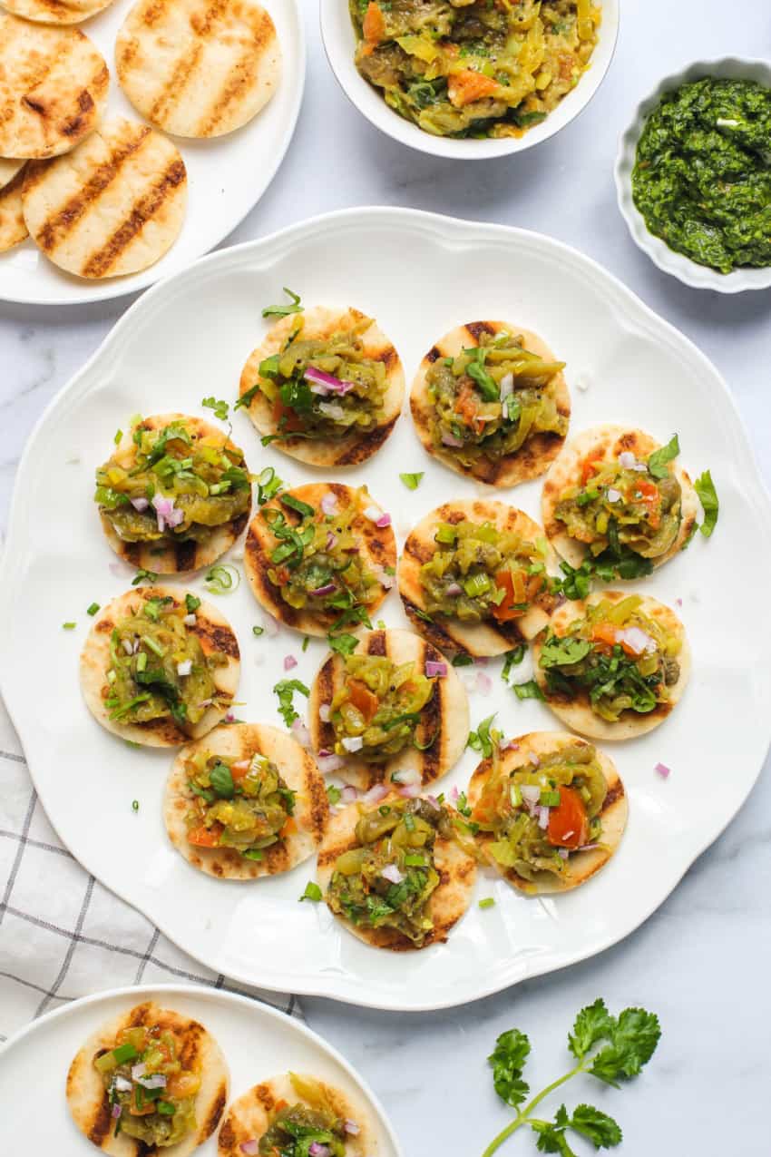 Eggplant Bharta served as appetizer bites