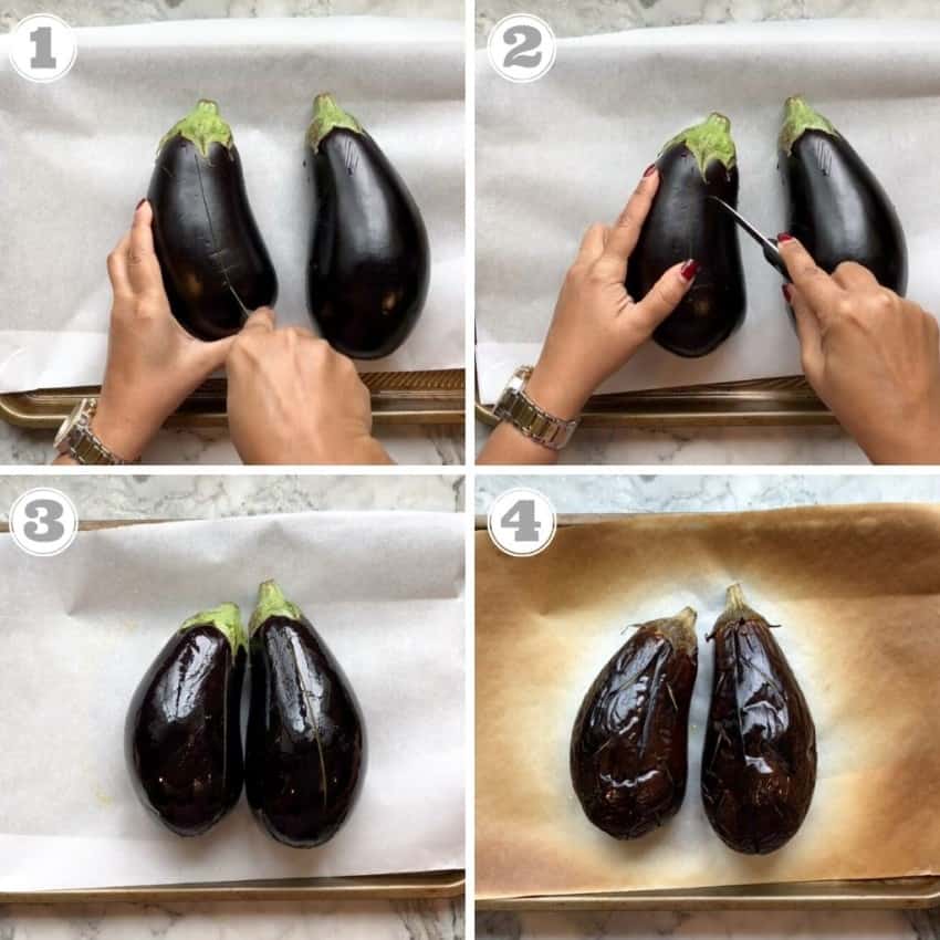 Photos showing how to broil eggplant in the oven 