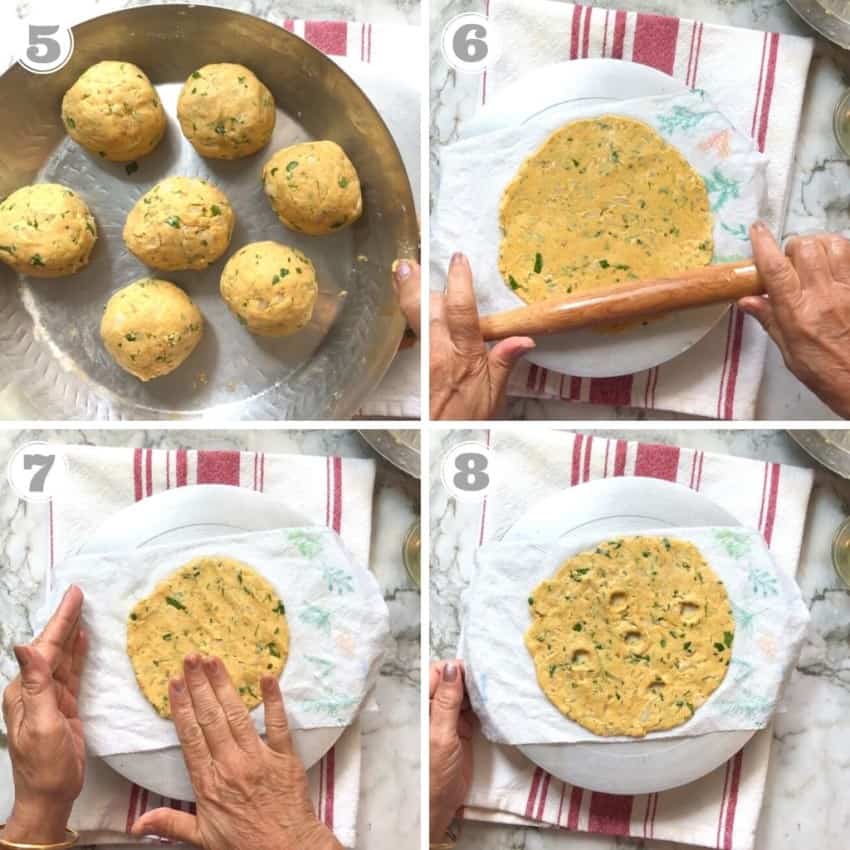 process shots showing how to roll thailpeeth