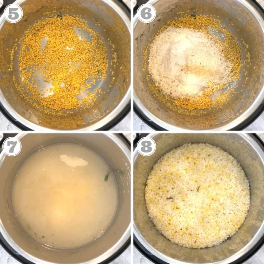 process of making veg pongal in Instant Pot 