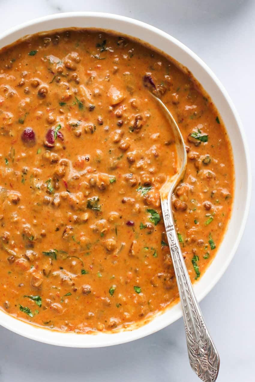 Dal Makhani in a white bowl 