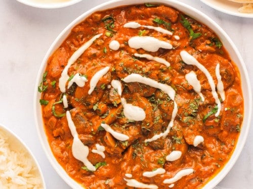 mushroom masala served with rice & naan