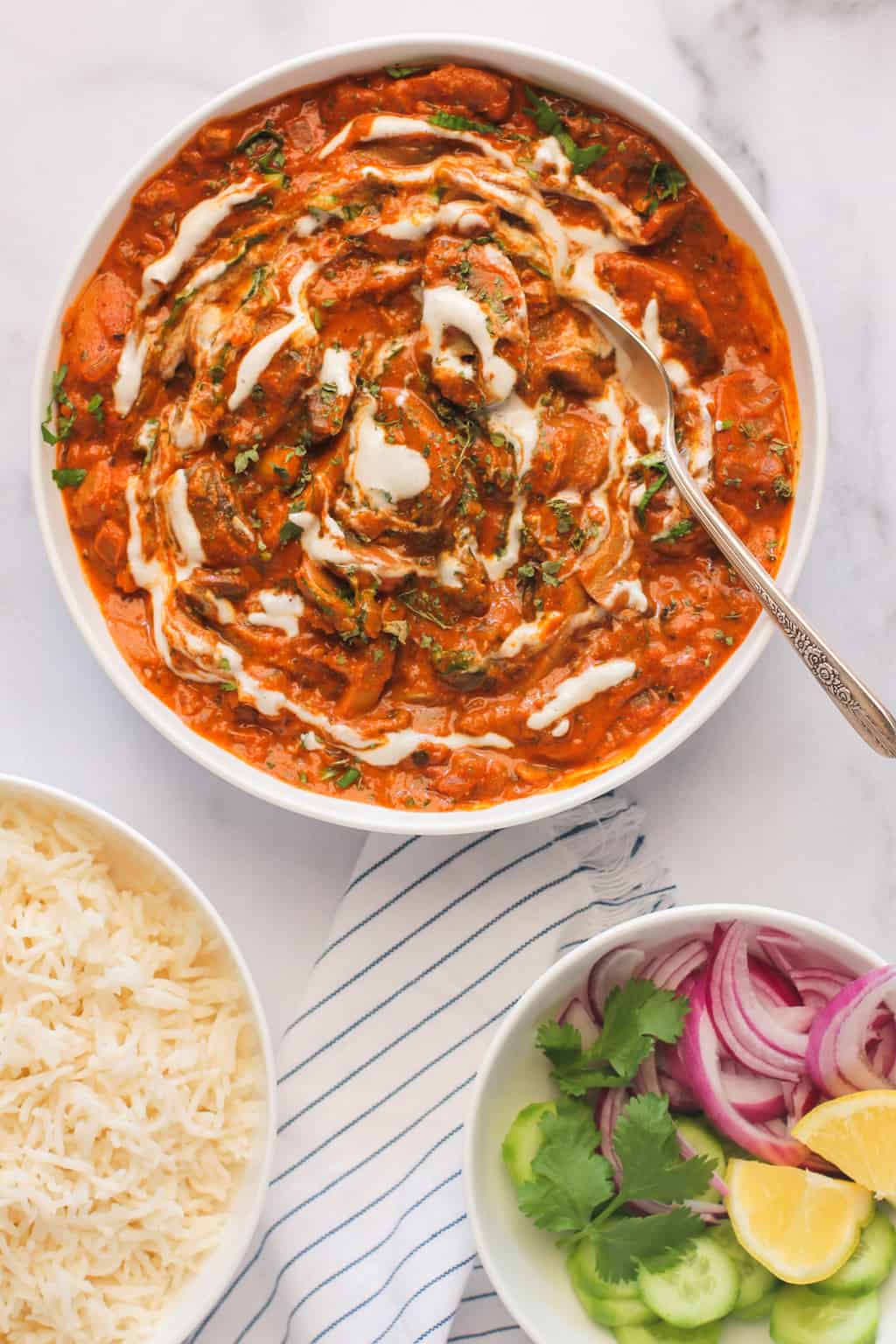 mushroom masala served with rice 