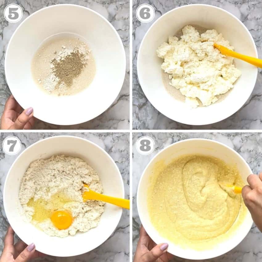 photos five through 8 making cheesecake batter 