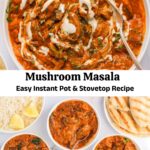 pinterest photo collage pin for mushroom masala