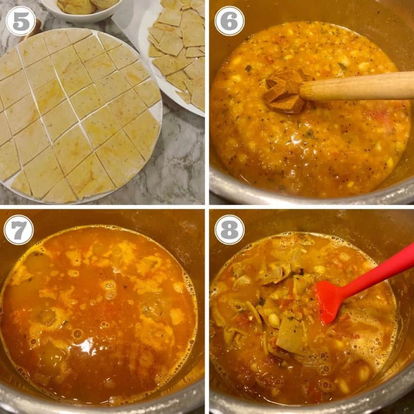 steps showing how to make dal dhokli in the Instant Pot 