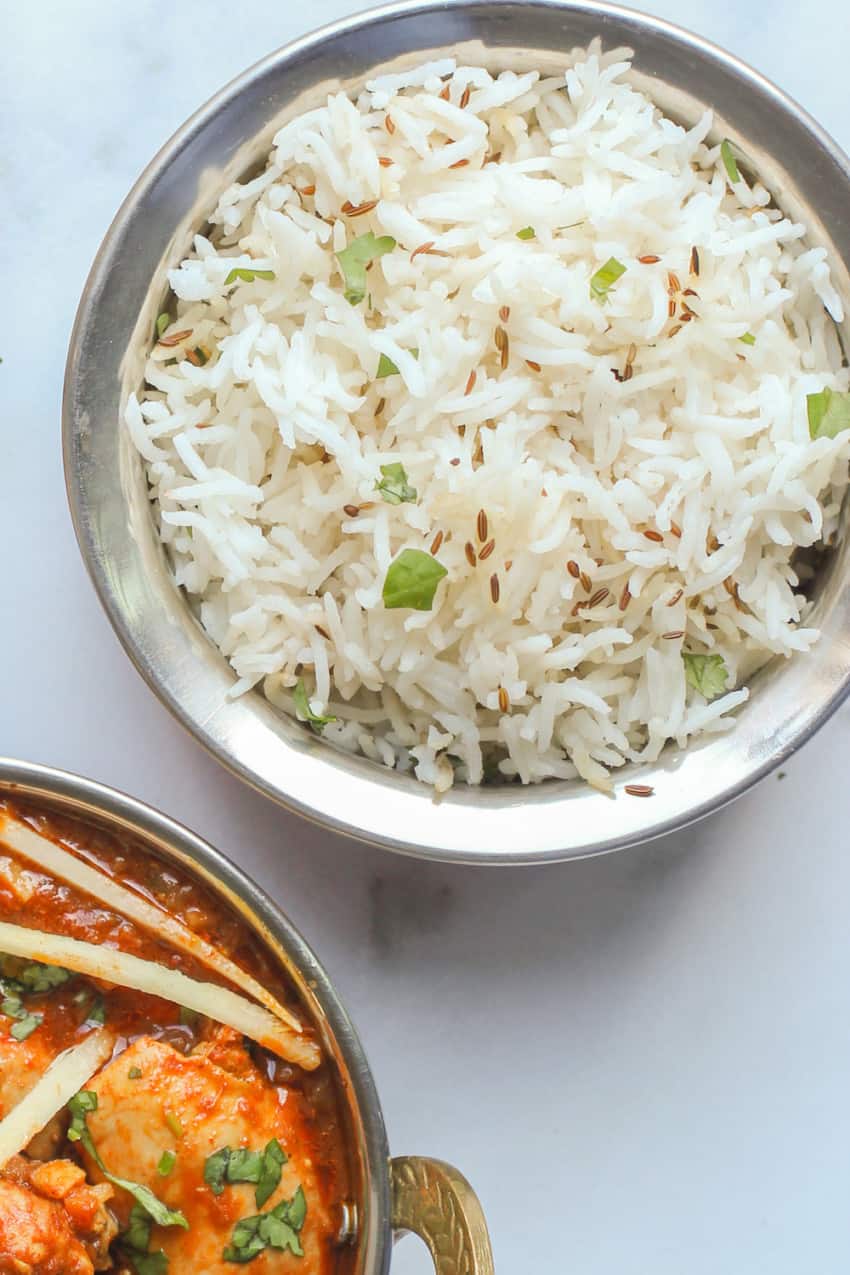 jeera rice in a bowl 