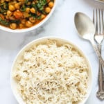 cumin rice served with chana saag