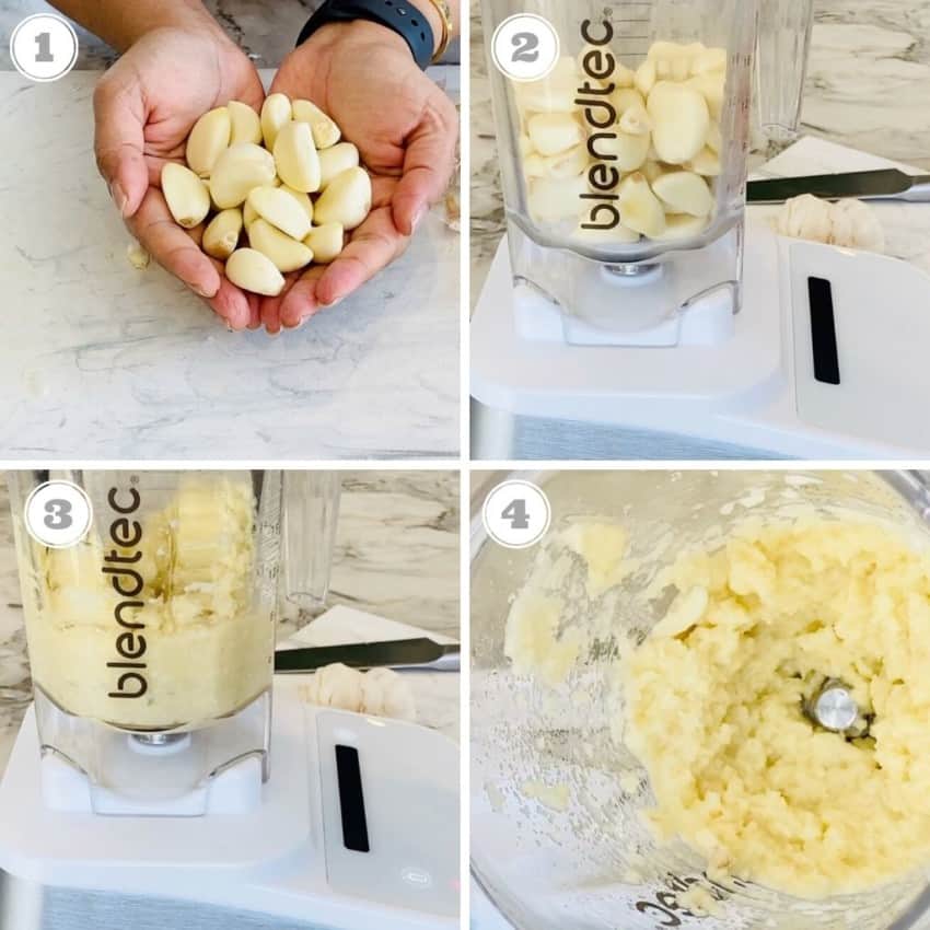 photos showing how to make garlic paste in blender 