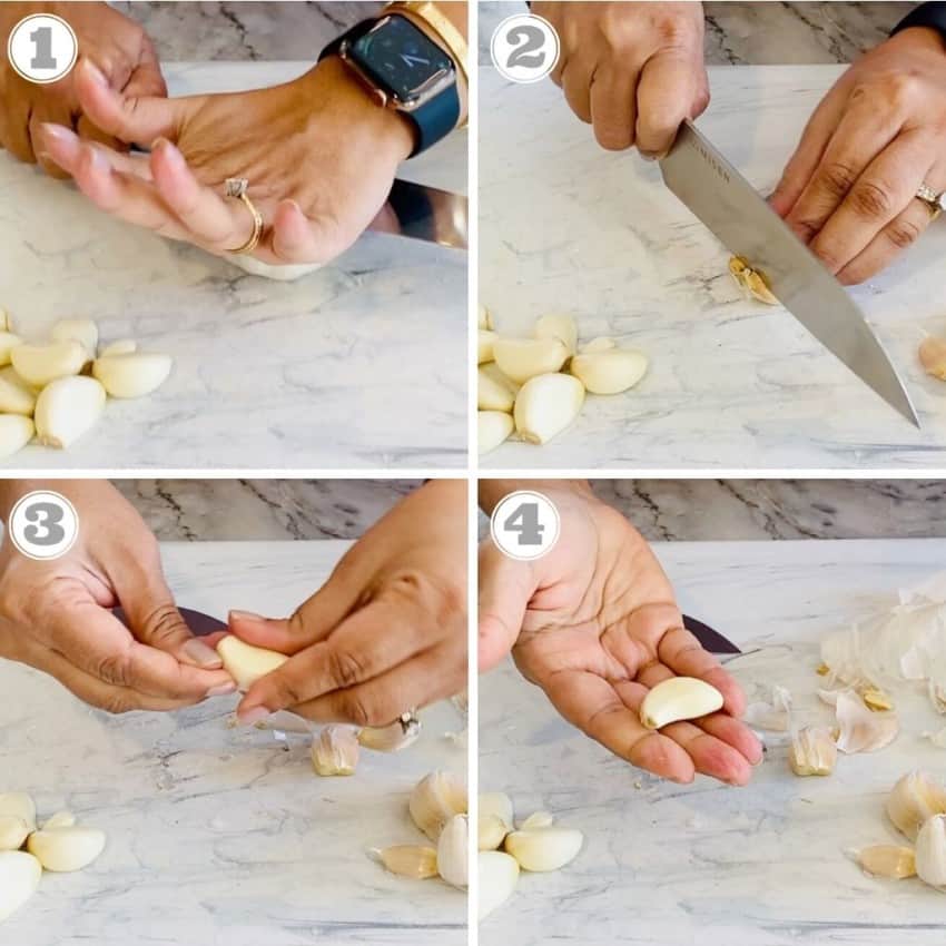 photos showing how to peel garlic 