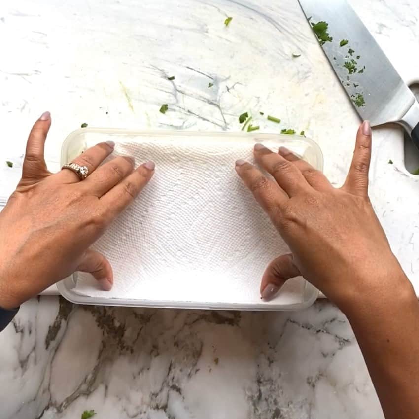 container covered with paper towel