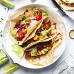 blackened fish tacos served in a white bowl