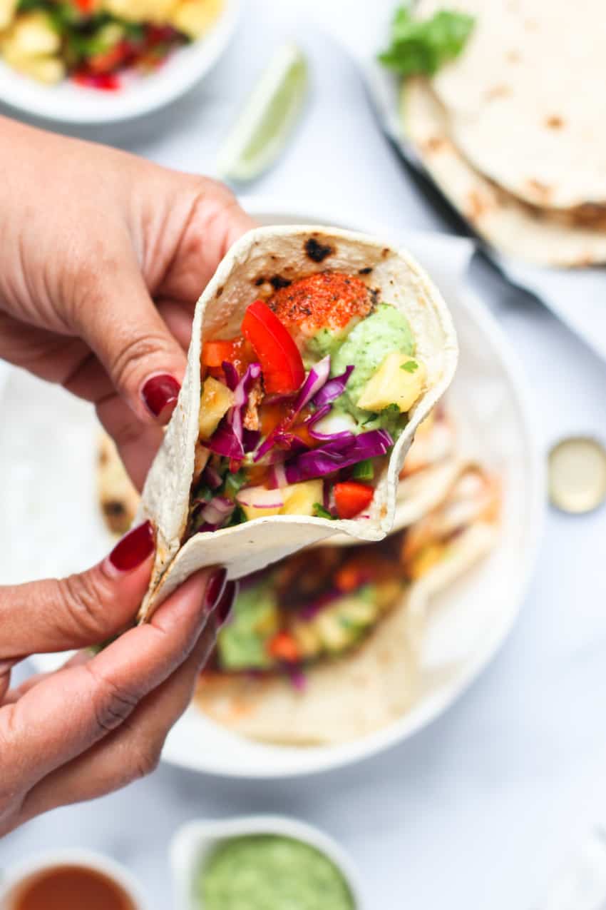 fish tacos close up shot  