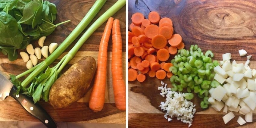 chopped vegetables for soup