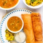 quinoa oats dosa with potatoes, lentils and chutney
