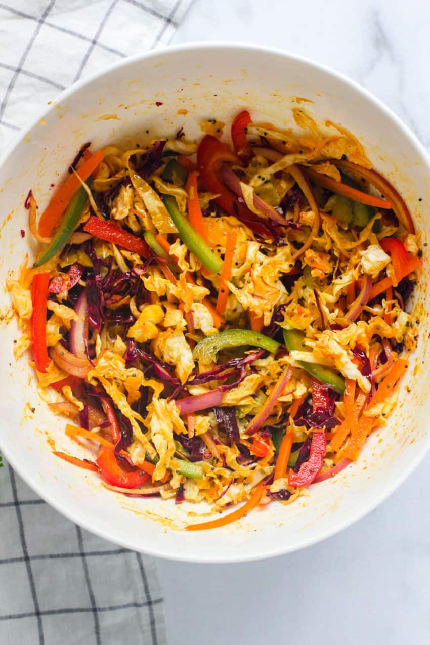 Cabbage salad in a serving bowl 