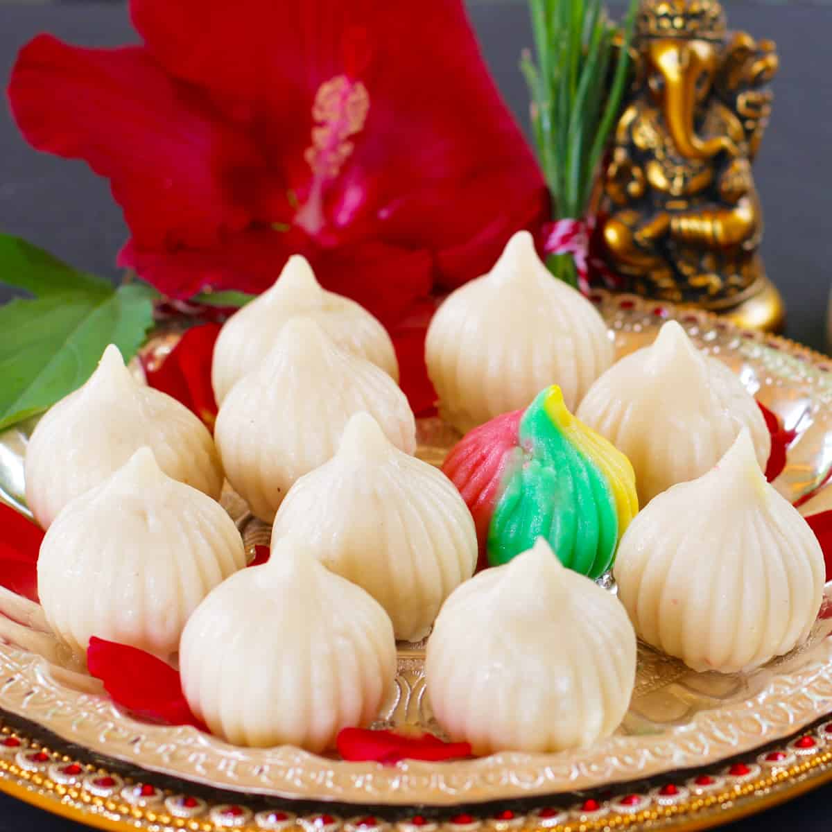 Ukadiche Modak served in a silver platter