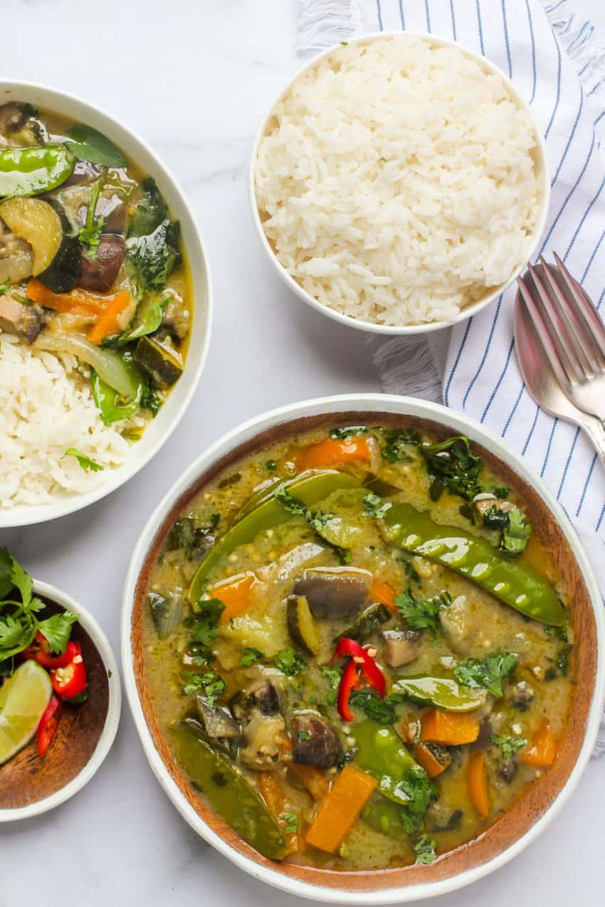 Thai Green curry served with rice