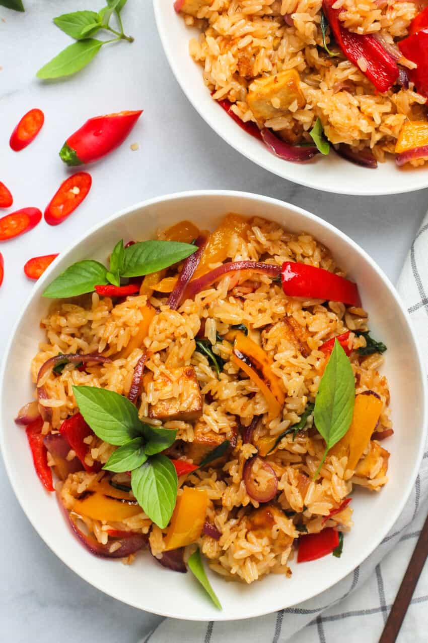 Two bowls of Thai Basil fried rice