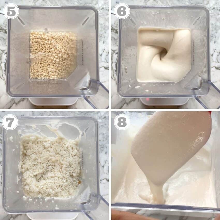 steps five through eight of how to make idli batter 