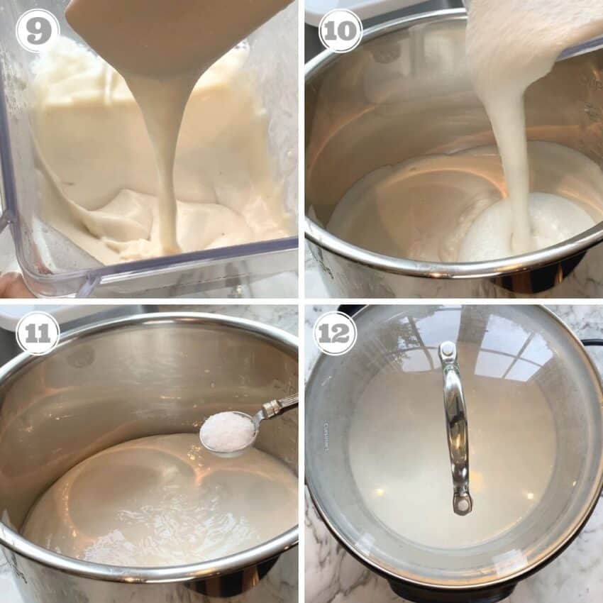 steps nine through twelve of making batter ready for fermenting 