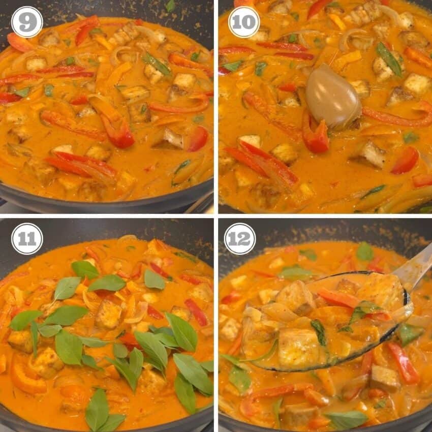 Photos nine though twelve of making vegan thai curry with tofu 