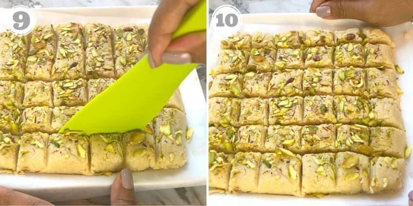 photos nine and ten of making kalakand