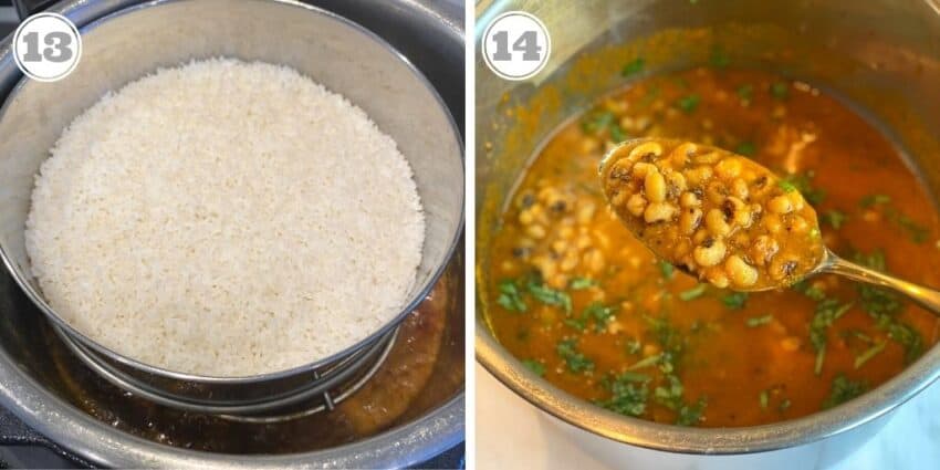steamed rice and curried black eyed peas in the Instant Pot 
