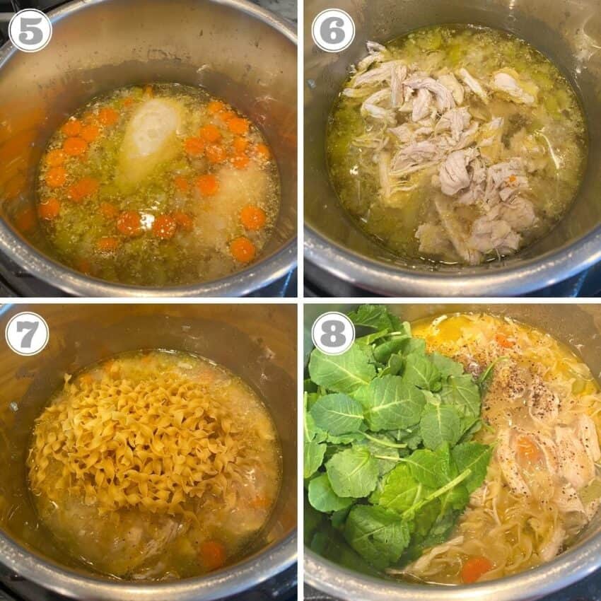 instant pot chicken soup with noodles and kale 