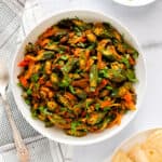 bhindi masala served with roti and raita