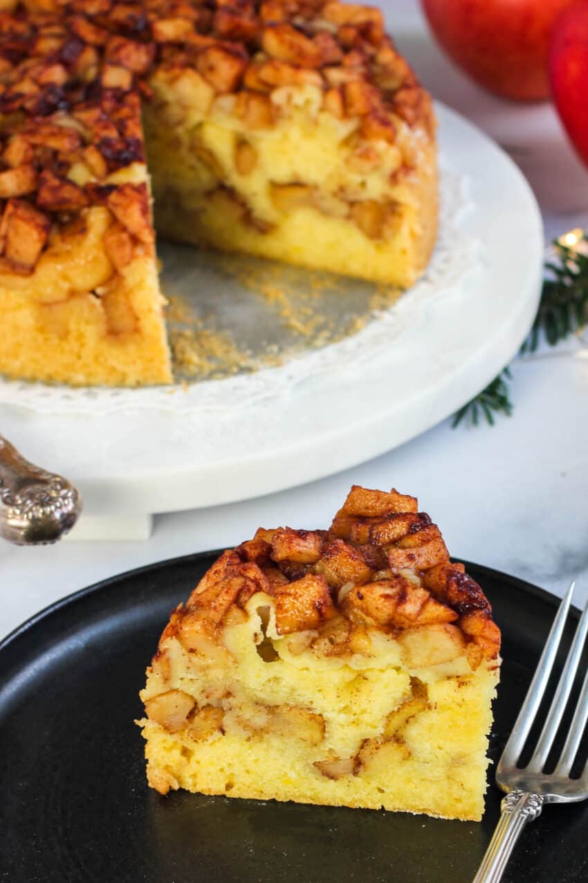 Slice of apple cake in a plate 