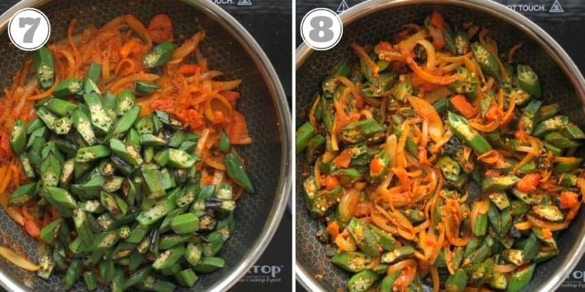 photos seven and eight okra mixed with onions and spices 
