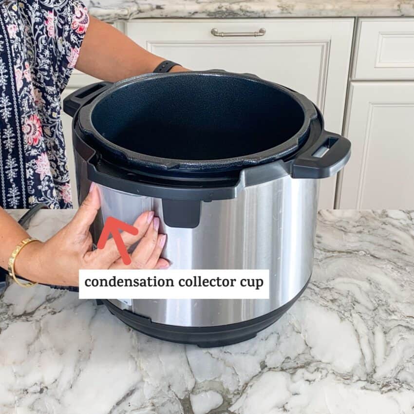 photo showing how to attach condensation cup to the Instapot 