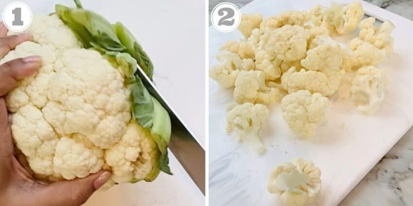 cutting cauliflower florets 