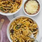 spaghetti with shiitake mushrooms