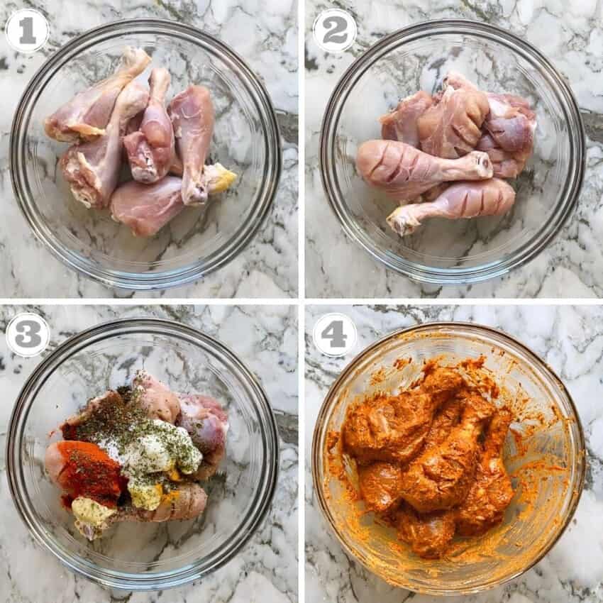 Marinating chicken drumsticks 