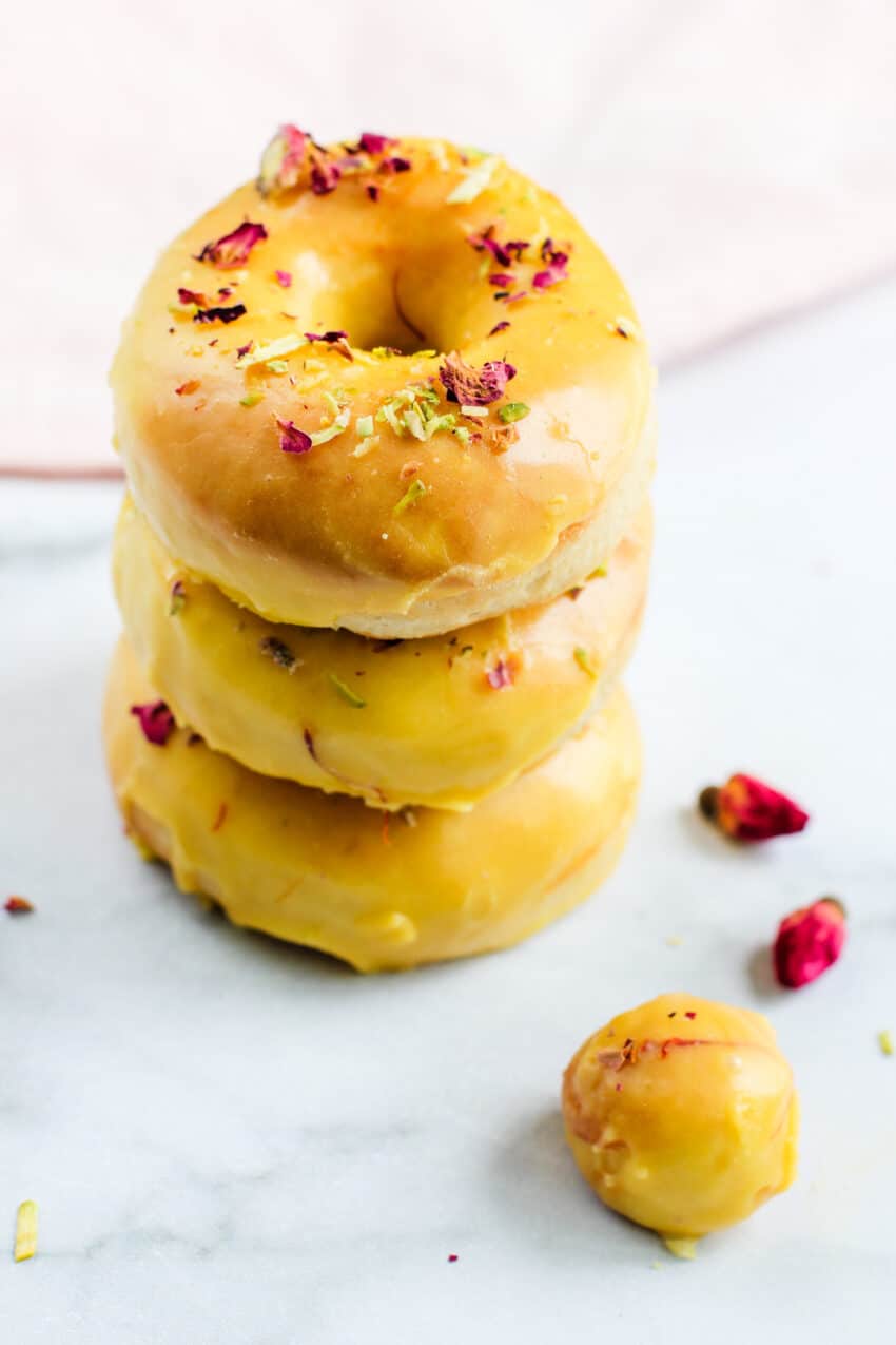 Stack of homemade donuts 