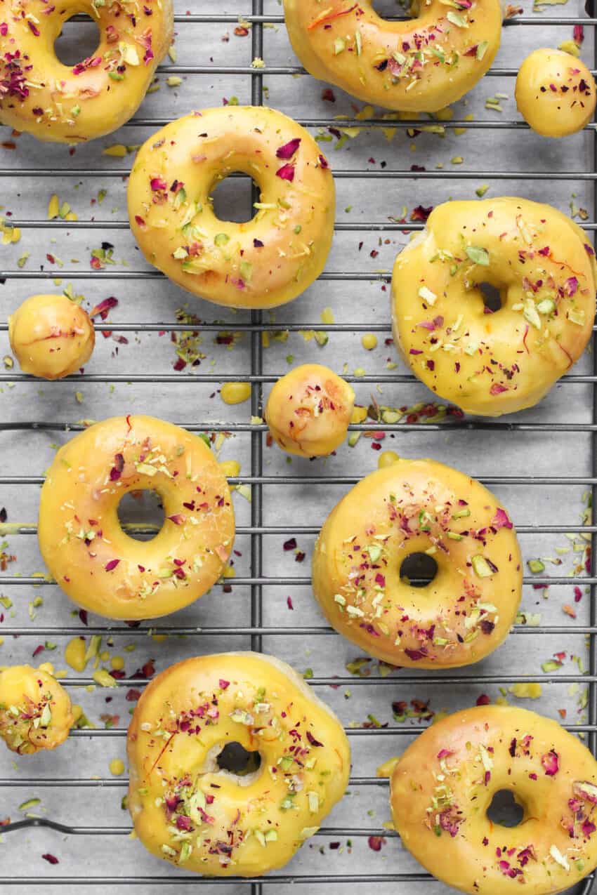 air fryer donuts on a cooling rack 