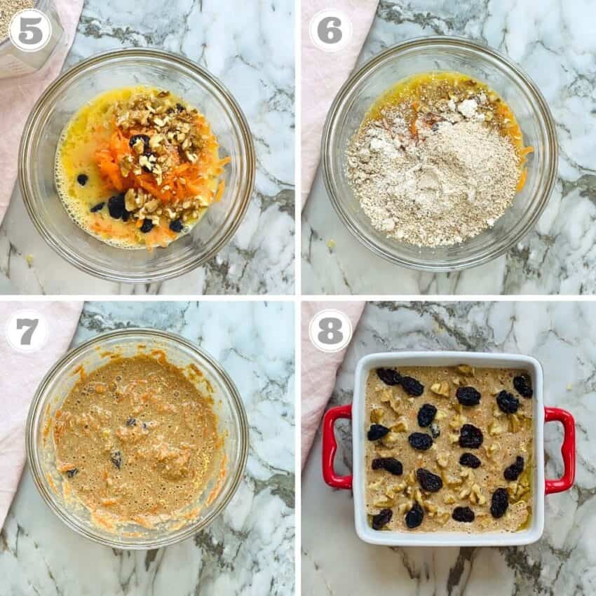 carrot cake oats batter mixed and ready to be baked 
