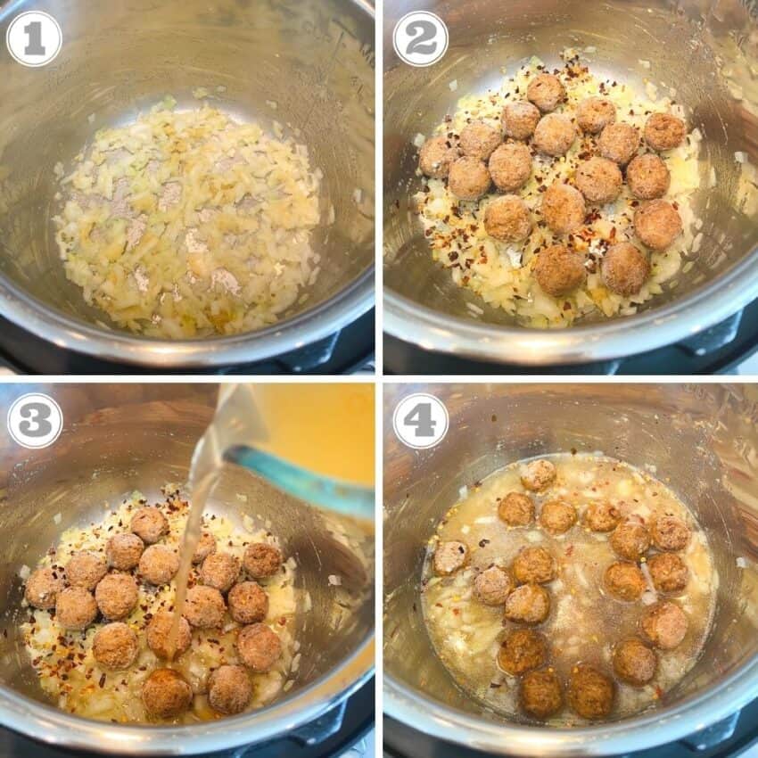 Steps one through four of vegetable manchurian 