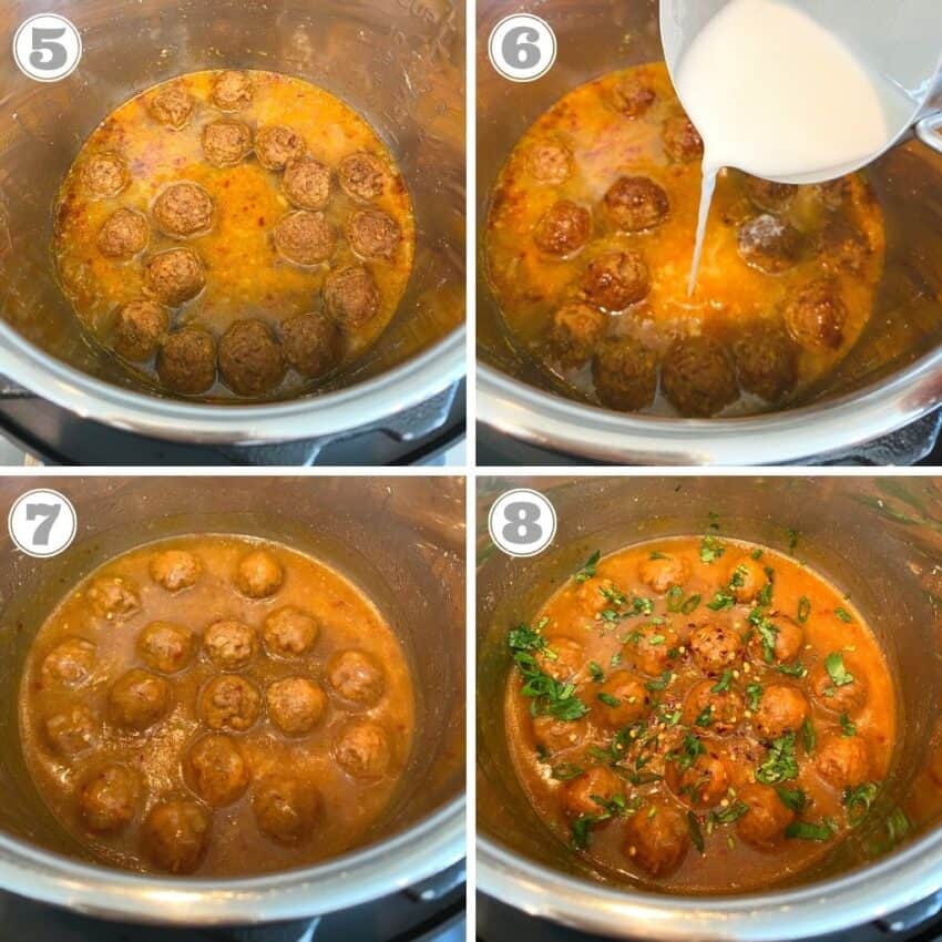 Steps one through four of vegetable manchurian in Instant Pot 