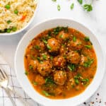veg manchurian served with fried rice