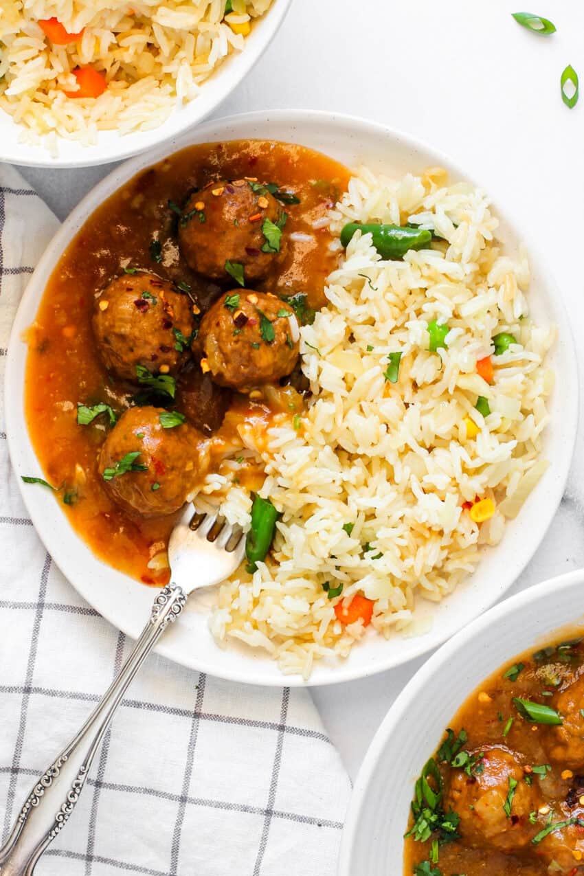 manchurian served with fried rice 