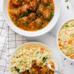 veg manchurian served with fried rice