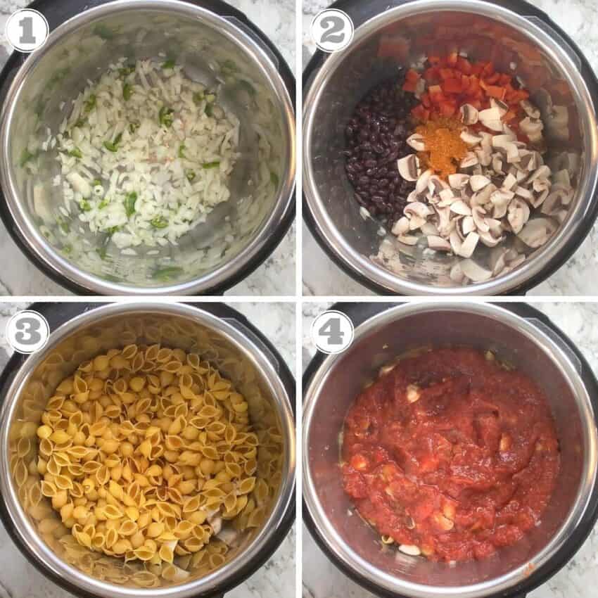 making taco pasta in the Instant Pot Pressure Cooker 
