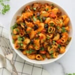 taco pasta in a white bowl