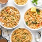 upma served in 3 white bowls