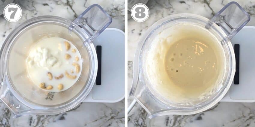cashew paste in a blender jar 