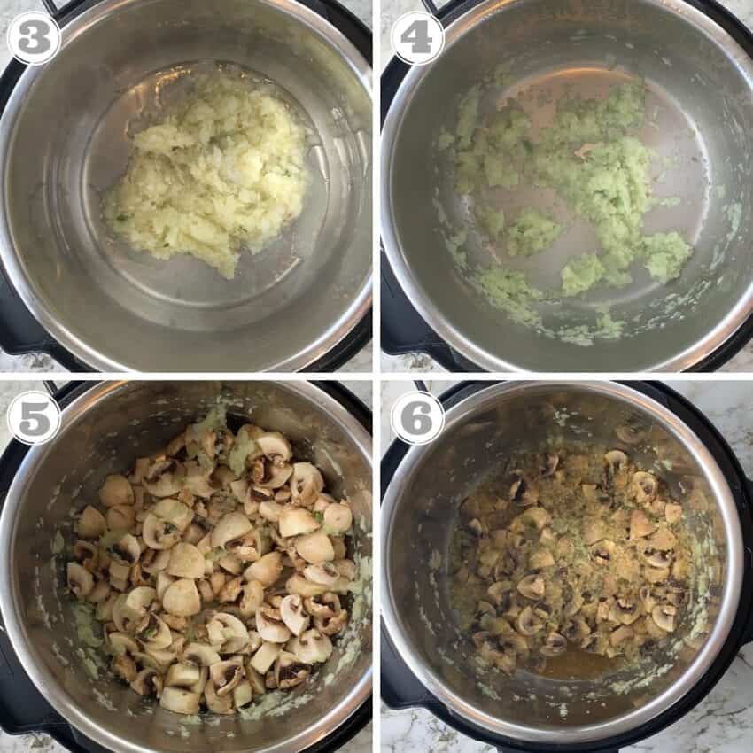 cooking onion paste and mushrooms in Instant Pot 