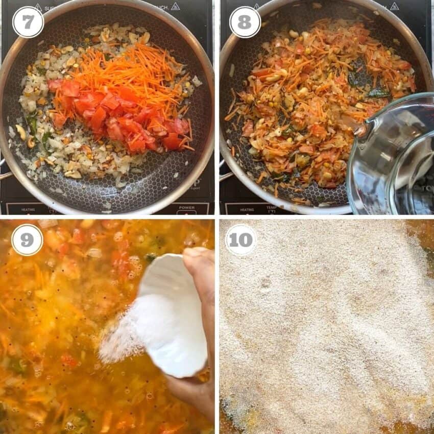 making upma in a skillet 